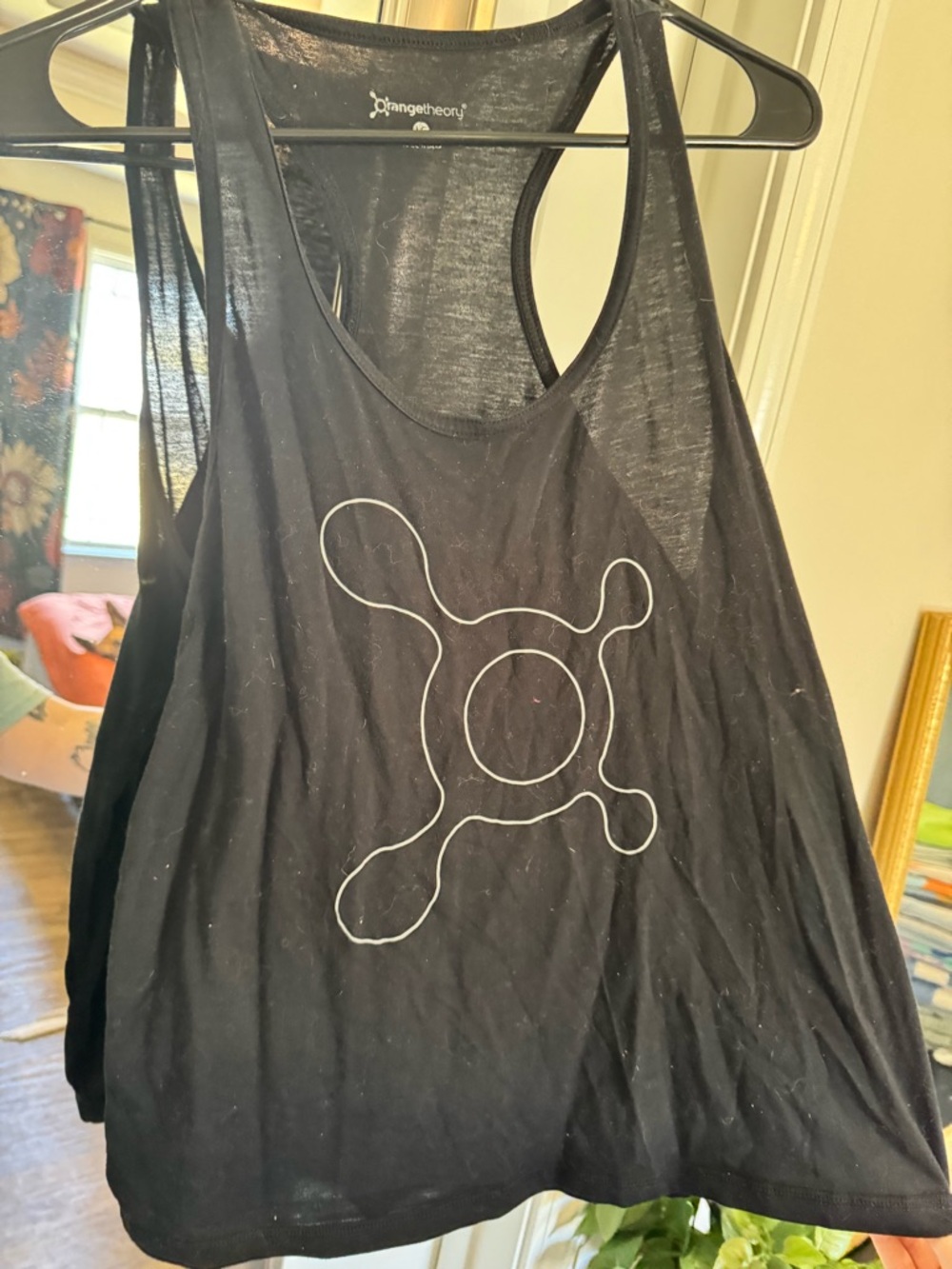 Orangetheory Black Workout Racerback Tank with White Logo Outline